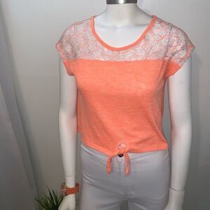 Orange Lace Flower Shirt | Size Small |